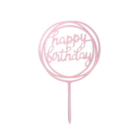 Acrylic Home Happy Birthday Decor Baking Cake Topper Card Party Decor Supply - Pink P48