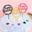 Acrylic Home Happy Birthday Decor Baking Cake Topper Card Party Decor Supply - Silver S108