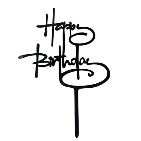 Acrylic Home Happy Birthday Decor Baking Cake Topper Card Party Decor Supply - Silver S20