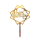 Acrylic Home Happy Birthday Decor Baking Cake Topper Card Party Decor Supply - Silver S20