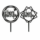 Acrylic Home Happy Birthday Decor Baking Cake Topper Card Party Decor Supply - Silver S24