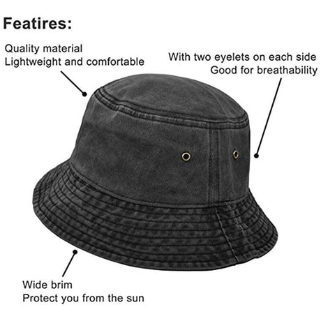 Unisex Men Women Washed Cotton Outdoor Camping Sports Bucket Hats Fisherman Hat - Blue 2