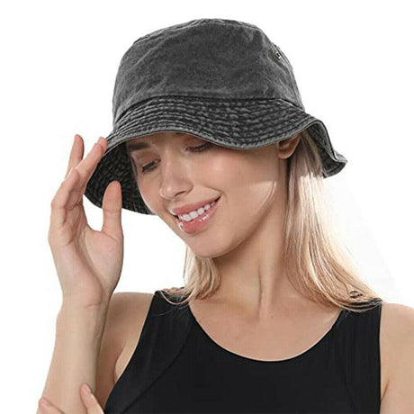 Unisex Men Women Washed Cotton Outdoor Camping Sports Bucket Hats Fisherman Hat - Blue 2