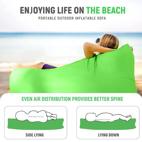 Fast Inflatable Lazy Lounge Air Sofa Bed Camping Beach Hangout Sleeping Bag - Yellow