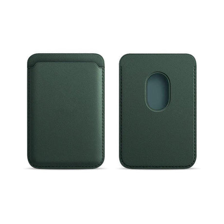 Leather Card Holder Wallet Pocket for iPhone 14 13 Pro Max with Snap-On Attachment - Black