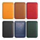 Leather Card Holder Wallet Pocket for iPhone 14 13 Pro Max with Snap-On Attachment - Red