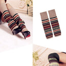 Women Ladies Winter Warm Knit Wool Leg Warmer Woolen Knee Knit Socks Leggings - Black