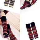 Women Ladies Winter Warm Knit Wool Leg Warmer Woolen Knee Knit Socks Leggings - Black