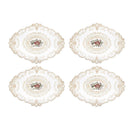 4 Pack Retro Lace Oval Placemats 31x42cm French Crochet Doilies 4 Colors Set - White