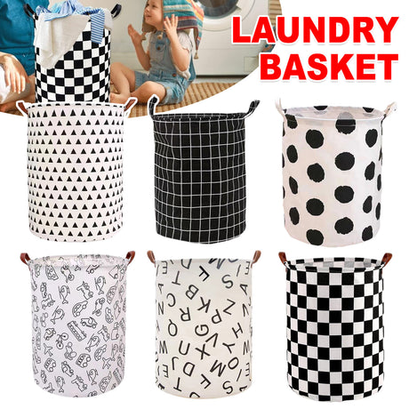 Foldable Laundry Basket Dirty Clothes Hamper Toy Storage Organizer Storage Bin - English Letters