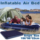 Single Inflatable Airbed 186x96cm Easy Inflate Flocked Air Mattress for Camping Guests