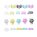 Happy Birthday Cake Topper Colour Printed Acrylic Party Decorations - Gold-Long Strip