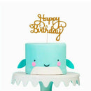 Happy Birthday Cake Topper Colour Printed Acrylic Party Decorations - Gold-Long Strip