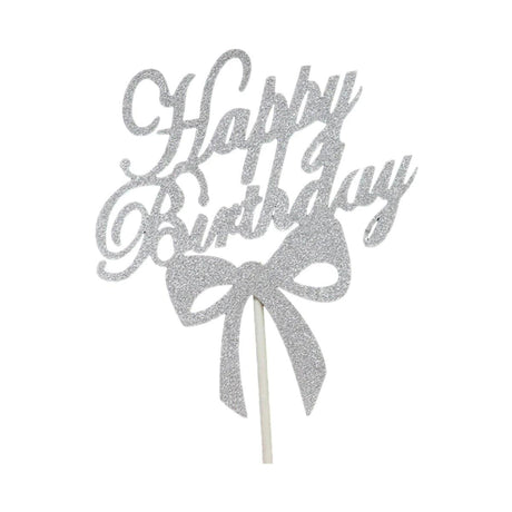 Happy Birthday Cake Topper Colour Printed Acrylic Party Decorations - Gold-Long Strip