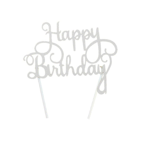 Happy Birthday Cake Topper Colour Printed Acrylic Party Decorations - Gold-Long Strip