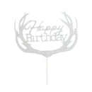 Happy Birthday Cake Topper Colour Printed Acrylic Party Decorations - Gold-Long Strip