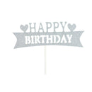Happy Birthday Cake Topper Colour Printed Acrylic Party Decorations - Gold-Long Strip