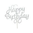 Happy Birthday Cake Topper Colour Printed Acrylic Party Decorations - Gold-Long Strip