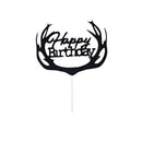 Happy Birthday Cake Topper Colour Printed Acrylic Party Decorations - Gold-Long Strip