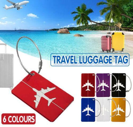 Luggage Tag Aluminum Travel Baggage Suitcase Identity Address Name Label Cards - Blue