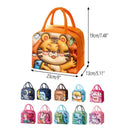 Cute 3D Cartoon Insulated Lunch Bag Oxford Fabric Bento Tote for School Use - Orange Tiger