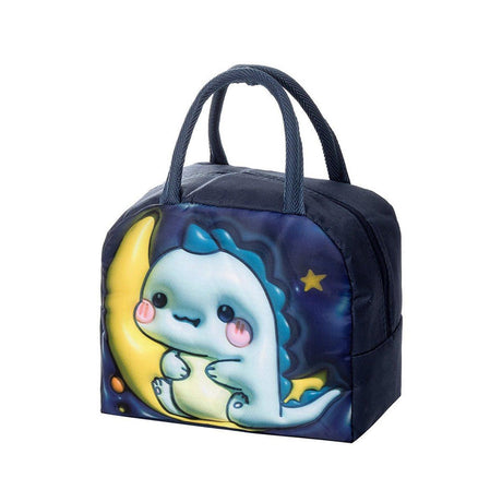 Cute 3D Cartoon Insulated Lunch Bag Oxford Fabric Bento Tote for School Use - Orange Tiger