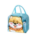 Cute 3D Cartoon Insulated Lunch Bag Oxford Fabric Bento Tote for School Use - Navy Blue Dinosaur