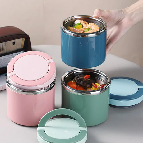 1L Large Capacity Stainless Steel Insulated Lunch Box Food Container Durable - Pink