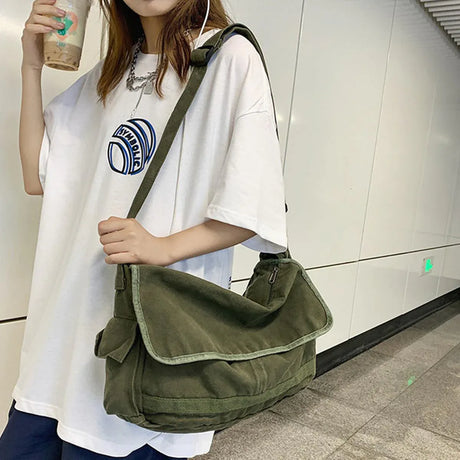 Green Messenger Shoulder Bag for Men Women Casual Work Travel and Daily Use