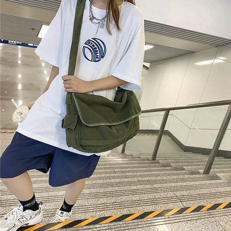 Green Messenger Shoulder Bag for Men Women Casual Work Travel and Daily Use