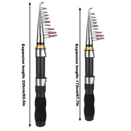 Portable Mini Fishing Rod Fishing Gear Compact Travel Rods for Outdoor Sports - 235cm