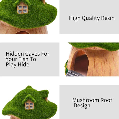 Aquarium Moss Mushroom House Aquascape Crafts Fish Shrimp Hiding Decoration - House With Window