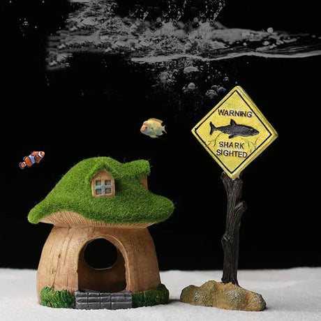 Aquarium Moss Mushroom House Aquascape Crafts Fish Shrimp Hiding Decoration - House With Window