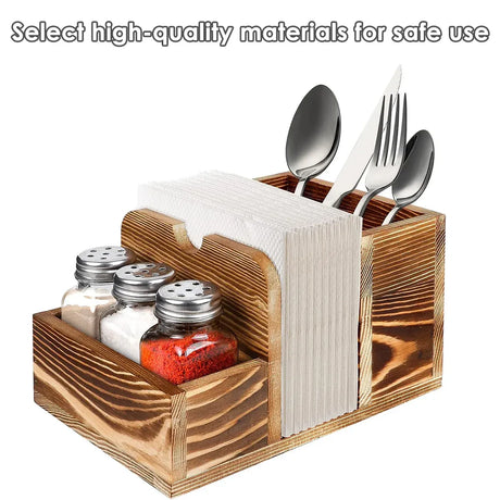 Wooden Spice Storage Box Desktop Organiser Rack Kitchen Countertop Container