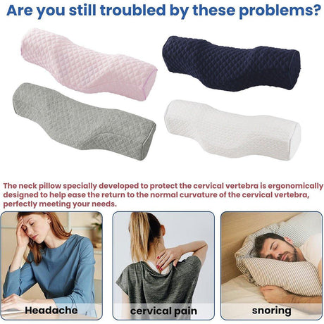 Orthopedic Memory Foam Cervical Neck Pillow for Sleep Support Slow Rebound - White