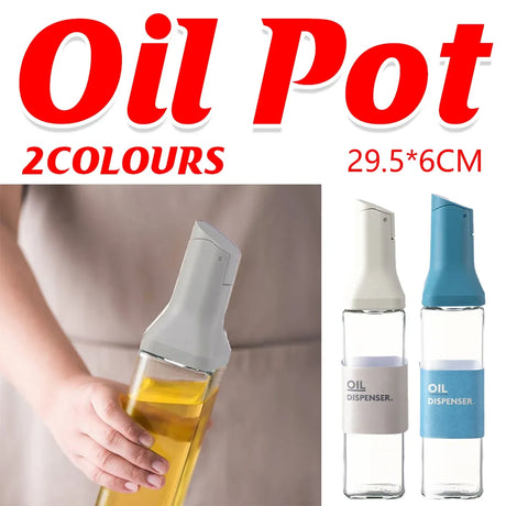 Premium Kitchen Oil Dispenser Bottle Glass Olive Oil Cruet Leakproof Small Clear - Blue