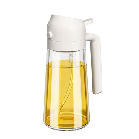 2-in-1 470ml Glass Oil Bottle Spray Pour Automatic Pressure Control Kitchen Tool - Black
