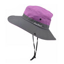 Women Wide Brim Ponytail Hat Sun Protect Visor Summer Beach Cap Anti Uv Floppy - Orange