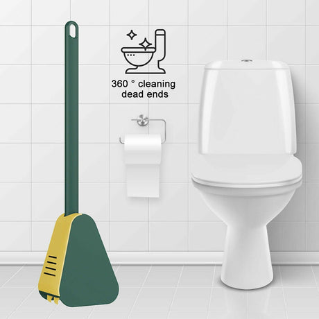 Golf Toilet Brush Long-Handled Toilet Brush Wall-Mounted Silicone Toilet Brush - Black