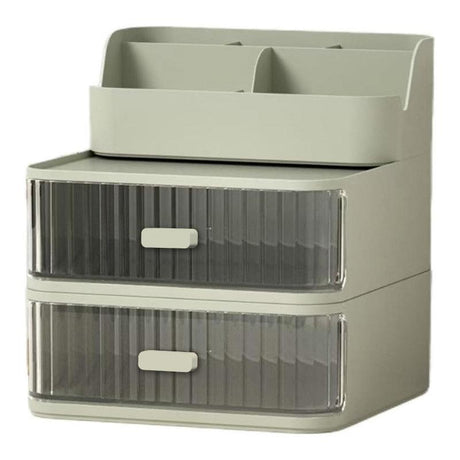 Drawer Storage Box Stationery Cosmetic Organizer Multi Purpose Desktop Holder - Green