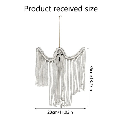 Halloween Ghost Hanging Decoration Handwoven Cotton for Home Party Yard Porch