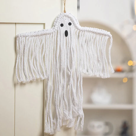 Halloween Ghost Hanging Decoration Handwoven Cotton for Home Party Yard Porch