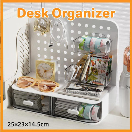 Desktop Storage Box Drawer Organizer Hole Plate Shelf Sub Storage Solution