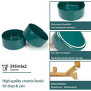 Ceramic Pet Bowl Double Cat Food Bowl Dog Water Bowl Feeding Drinking Bowl Set - Black
