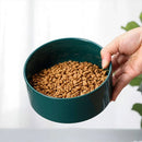Ceramic Pet Bowl Double Cat Food Bowl Dog Water Bowl Feeding Drinking Bowl Set - White