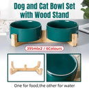 Ceramic Pet Bowl Double Cat Food Bowl Dog Water Bowl Feeding Drinking Bowl Set - White