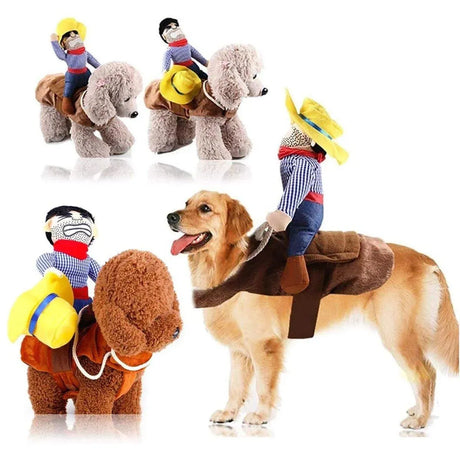 Halloween Dog Costume Pet Accessories Funny Dress Up for Small Medium Dogs - Little Devil Riding-M