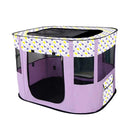 Foldable Cat Dog Kennel Pet Delivery Cage Portable Pet Fence Tent - Purple-M