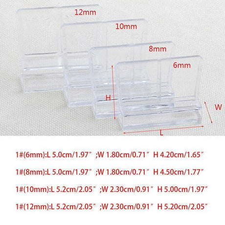 4Pcs Aquarium Fish Tank Glass Cover Support Holder Acrylic Clip Bracket 6/8/10/12mm - 6mm