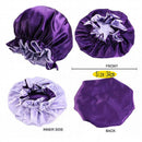 Womens Satin Sleep Cap Bonnet Elastic Wide Band Hair Sleeping Hat - Purple